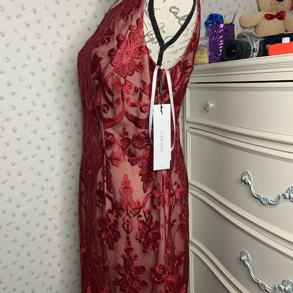 Calvin Klein Sleeveless Lace Illusion Dress - Picture 2 of 10